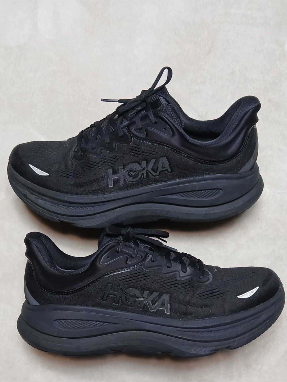 HOKA One One Bondi 9 Black Running Shoes Size 14D Mens